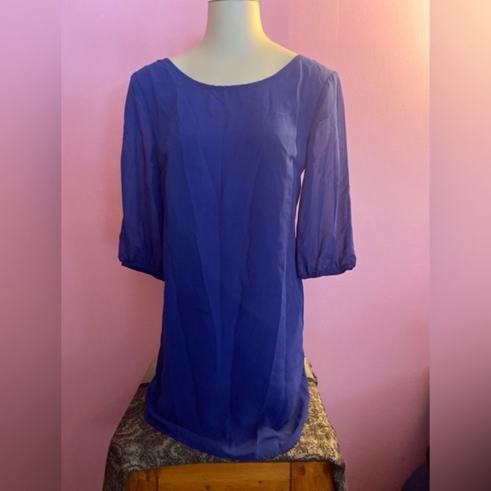 Royal Blue Formal Dress Cocktail Dress with Bow & Deep V-Back  Petite
